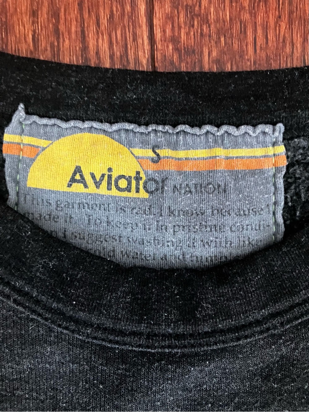 Aviator Nation Black Cropped Sweatshirt with Neon Yellow Lightning & Stripes - Picture 2 of 5